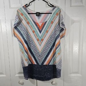 Bobeau Womens XL Multicolor Chevron Sleeveless Blouse